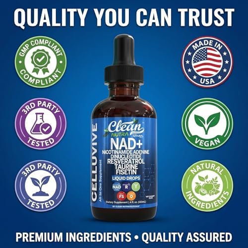 Suplemento Líquido de NAD Liposomal y Resveratrol para Mujeres con Taurina, Fisetina, Semilla de Uva y Más - CelluVive de Clean Nutra 4oz - imagen 8