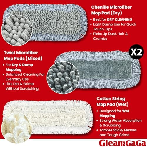 Mopa para Limpieza de Pisos con Sistema de Almohadilla Lavable 4 en 1, Mopa Multiusos Húmeda y Seca con Raspador y Mango de Acero Inoxidable de 62'' - imagen 4