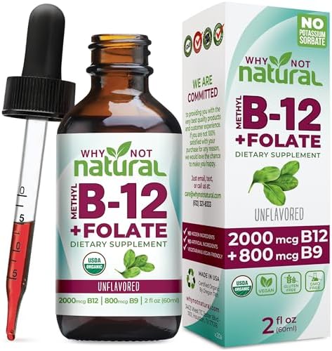 Why Not Vitamina B12 Líquida Natural Plus Folato - Gotas Veganas Orgánicas Sublinguales de Alta Potencia - Suplemento Metílico con Folinato - imagen 1