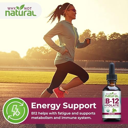 Why Not Vitamina B12 Líquida Natural Plus Folato - Gotas Veganas Orgánicas Sublinguales de Alta Potencia - Suplemento Metílico con Folinato - imagen 2