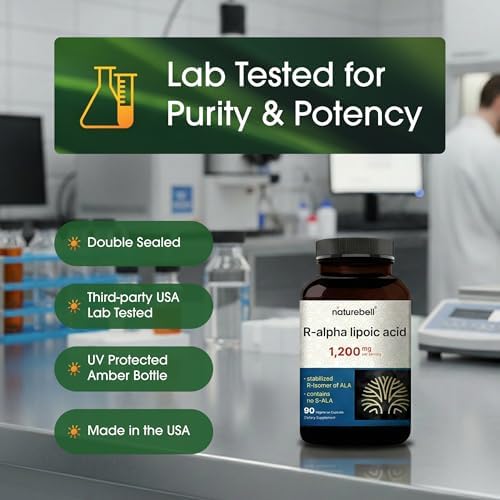 NatureBell Ácido R-Alpha Lipoico - 90 Cápsulas - 1,200mg R-ALA por Porción - Antioxidante y Soporte de Energía Celular* - ALA Isómero R Estabilizado - imagen 5