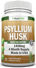 Cápsulas de Psyllium NutriONN - 1450mg por Porción - 240 Cápsulas - Doble Fuerza - Suplemento de Fibra Psyllium Premium - Ideal para Digestión y - imagen 1