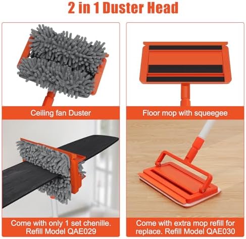 Limpiador de Ventiladores de Techo Qaestfy con Mango Extensible de 62.5'', Herramienta de Limpieza para Aspas de Ventilador, Cabezal de Microfibra - imagen 4