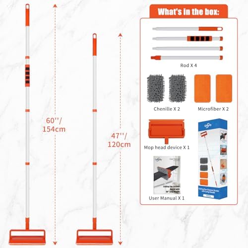 Limpiador de Ventiladores de Techo Qaestfy con Mango Extensible de 62.5'', Herramienta de Limpieza para Aspas de Ventilador, Cabezal de Microfibra - imagen 7