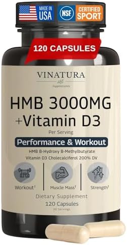 Suplemento VINATURA HMB 3000mg y Vitamina D3 - Defensa Muscular con HMB, Vitamina D3 (1600 IU), Hecho en EE. UU., Probado en Laboratorio y - imagen 1