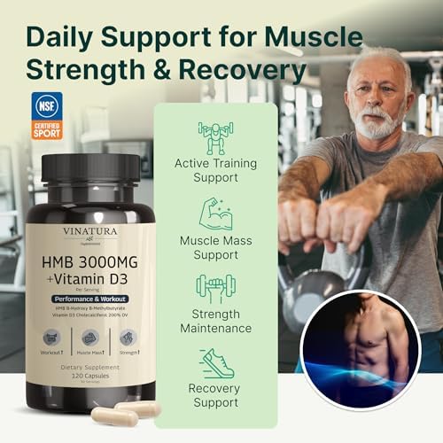 Suplemento VINATURA HMB 3000mg y Vitamina D3 - Defensa Muscular con HMB, Vitamina D3 (1600 IU), Hecho en EE. UU., Probado en Laboratorio y - imagen 5