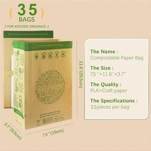 Bolsa de Desechos de Cocina Hytrend - 35 Bolsas - 100% Compostables - Resistente a Fugas - Tamaño Pequeño - Certificadas por BNQ y BPI, CMA-I, CMA-W - imagen 2