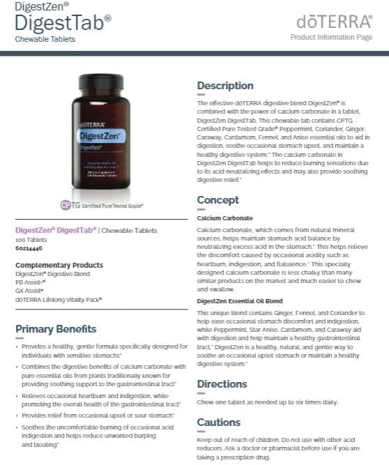 doTERRA DigestZen DigestTab - 100 Tabletas Masticables para la Digestión - imagen 2