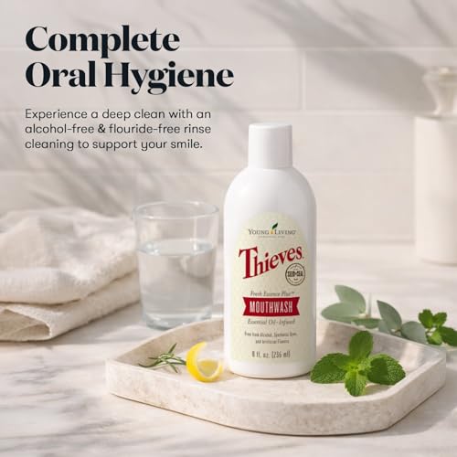 Enjuague Bucal Young Living Thieves Fresh Essence Plus | 8 oz | Sin Alcohol ni Flúor | Enriquecido con Aceites Esenciales | Menta, Romero, Limón y - imagen 2
