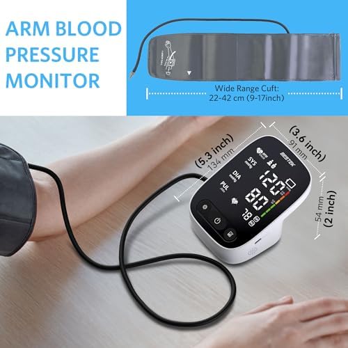 Monitoreo de Presión Arterial BESTEK, Monitor Automático de Brazo para Uso en Casa, Digital con Pantalla LED Grande y Voz, Ajustable (9-17) - imagen 7