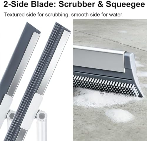 Squeegee Grande Purexa de 19.7'' para Pisos de Concreto con Mango Telescópico de Acero Inoxidable de 51''-58'', Ideal para Agua en Azulejos, Epóxico, - imagen 5
