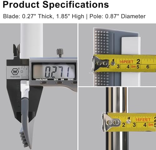Squeegee Grande Purexa de 19.7'' para Pisos de Concreto con Mango Telescópico de Acero Inoxidable de 51''-58'', Ideal para Agua en Azulejos, Epóxico, - imagen 8