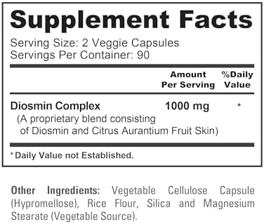 NusaPure Complejo de Diosmina 1,000mg por Porción 180 Cápsulas Veganas (Sin OGM, Veganas) Citrus Aurantium - imagen 4