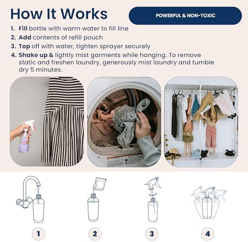 Truly Free Eliminador de Arrugas y Estática - Spray Natural para Ropa, Sábanas y Telas - Botella Reutilizable de 12 oz + Paquete de Relleno de 3 oz - imagen 7
