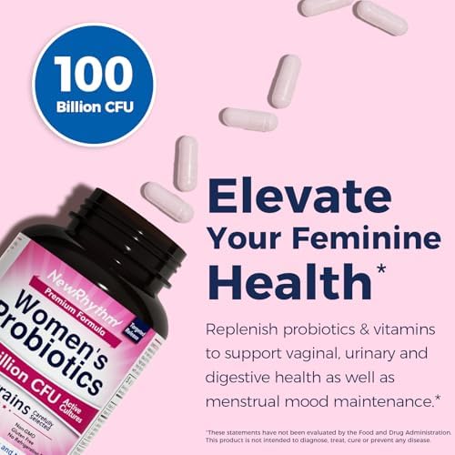 Probioticos NewRhythm para Mujeres, P-5-P, Vitamina C y Arándano Orgánico, 100 Mil Millones CFU, 18 Cepas, 60 Cápsulas Sin Lácteos para Salud - imagen 2