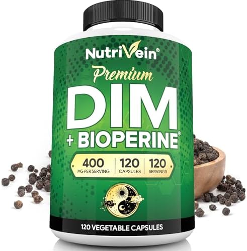 Suplemento Premium DIM Nutrivein 400 mg Diario - 120 Porciones (120 Cápsulas): Diindolilmetano para Hombres y Mujeres - Con Bioperina - Suplemento de - imagen 1