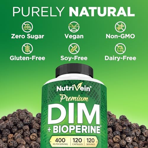 Suplemento Premium DIM Nutrivein 400 mg Diario - 120 Porciones (120 Cápsulas): Diindolilmetano para Hombres y Mujeres - Con Bioperina - Suplemento de - imagen 6