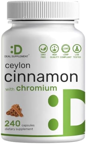 Canela de Ceilán con Cromo 1000mcg, 240 Cápsulas | Extracto de Corteza Interna Activa, Fuente Verdadera de Sri Lanka | Suplementos Naturales de Canela - imagen 1