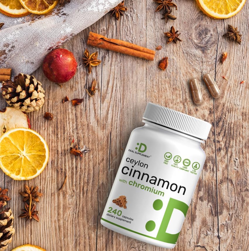 Canela de Ceilán con Cromo 1000mcg, 240 Cápsulas | Extracto de Corteza Interna Activa, Fuente Verdadera de Sri Lanka | Suplementos Naturales de Canela - imagen 8