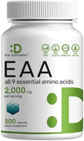 Aminoácidos Esenciales (EAA) 2000mg por Porción, 300 Cápsulas – Sin Sabor - 9 en 1, Todos los BCAAs – Soporte para Músculos Magros y Suplemento - imagen 1