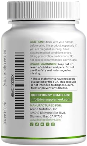 Aminoácidos Esenciales (EAA) 2000mg por Porción, 300 Cápsulas – Sin Sabor - 9 en 1, Todos los BCAAs – Soporte para Músculos Magros y Suplemento - imagen 3