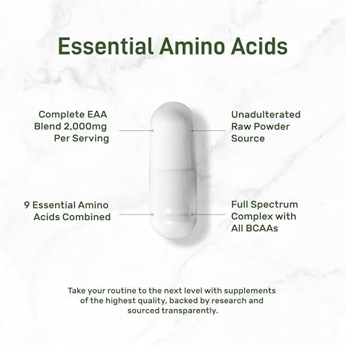 Aminoácidos Esenciales (EAA) 2000mg por Porción, 300 Cápsulas – Sin Sabor - 9 en 1, Todos los BCAAs – Soporte para Músculos Magros y Suplemento - imagen 5