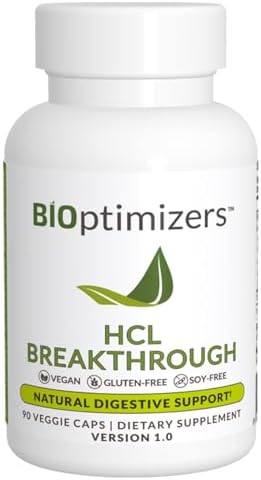 Suplemento de Enzimas HCL Breakthrough de BIOptimizers - Betaína Clorhidrato - Ayuda a la Digestión de Proteínas y Absorción - 90 Cápsulas Sin Pepsina - imagen 1