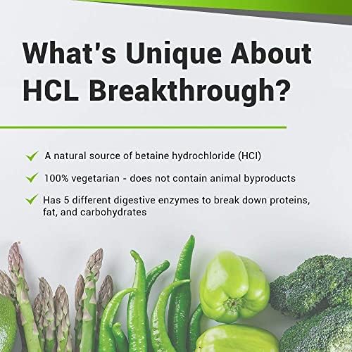 Suplemento de Enzimas HCL Breakthrough de BIOptimizers - Betaína Clorhidrato - Ayuda a la Digestión de Proteínas y Absorción - 90 Cápsulas Sin Pepsina - imagen 4