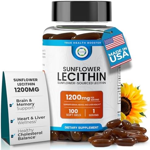 TRUEMED Lecitina de Girasol Orgánica 1200mg – Suplemento Libre de Soja para el Cerebro, Corazón, Nervios y Hígado, Salud Cognitiva – 100 Cápsulas - imagen 1