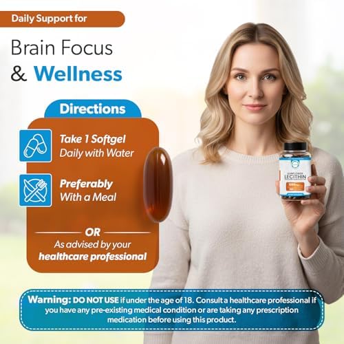 TRUEMED Lecitina de Girasol Orgánica 1200mg – Suplemento Libre de Soja para el Cerebro, Corazón, Nervios y Hígado, Salud Cognitiva – 100 Cápsulas - imagen 4