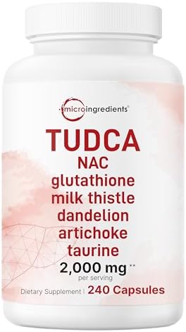 Suplemento Micro Ingredients TUDCA Sales Biliares 2,000mg, 240 Cápsulas | Complejo 7 en 1 con NAC, Cardo Mariano, Glutatión, Diente de León y - imagen 1