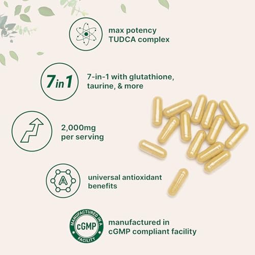 Suplemento Micro Ingredients TUDCA Sales Biliares 2,000mg, 240 Cápsulas | Complejo 7 en 1 con NAC, Cardo Mariano, Glutatión, Diente de León y - imagen 3