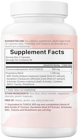 Suplemento Micro Ingredients TUDCA Sales Biliares 2,000mg, 240 Cápsulas | Complejo 7 en 1 con NAC, Cardo Mariano, Glutatión, Diente de León y - imagen 6
