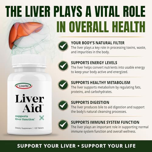 Liverite Suplemento para el Hígado 120 Tabletas con Aminoácidos, Colina y Vitamina B12 para Función Hepática, Energía y Metabolismo Saludable - imagen 6