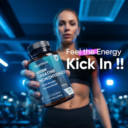 Creatina Monohidratada Micronizada WeightWorld 3000mg - 270 Tabletas Veganas para Crecimiento Muscular, Fuerza y Energía | 1000mg por Tableta - imagen 4