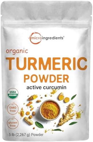 Polvo de Cúrcuma Orgánico, 5 Libras | Rico en Curcumina Activa | Suplemento Puro de Cúrcuma | Antioxidante para Salud Articular e Inmunológica | No - imagen 1