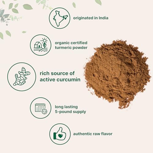 Polvo de Cúrcuma Orgánico, 5 Libras | Rico en Curcumina Activa | Suplemento Puro de Cúrcuma | Antioxidante para Salud Articular e Inmunológica | No - imagen 3