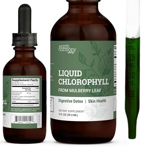 Clorofila Líquida Earth Harmony 2 oz, Gotas Veganas para Apoyo Inmunológico y Desodorante Interno Natural, Limpieza Detox con Glicerina Orgánica - imagen 1