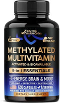 Multivitamínico Metilado - B2, B6, 5-MTHF & B12 | Antioxidantes C & E | Vitamina D3 & K2 - Suplemento 9 en 1 para Hombres y Mujeres - Energía, - imagen 1