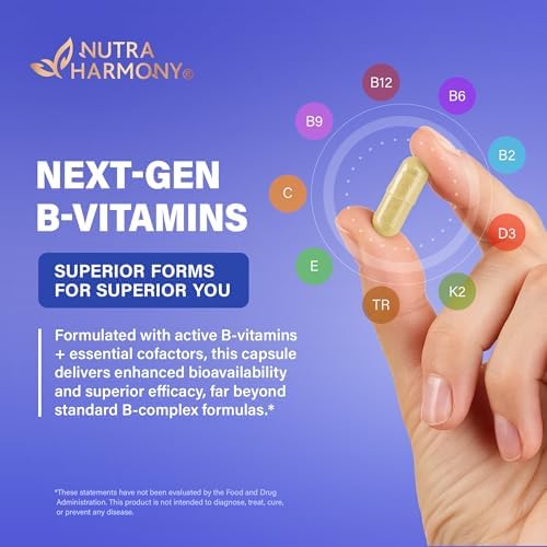 Multivitamínico Metilado - B2, B6, 5-MTHF & B12 | Antioxidantes C & E | Vitamina D3 & K2 - Suplemento 9 en 1 para Hombres y Mujeres - Energía, - imagen 6