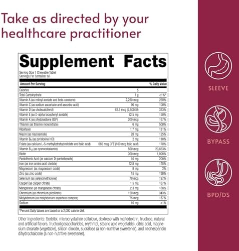 Multivitaminas Masticables Bariatric Advantage Alta Potencia ADEK con Hierro - Pacientes Bariátricos - Frutas Tropicales - 60 Tabletas - imagen 4