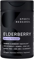 Sports Research® Elderberry Apoyo Inmunológico con Zinc, Jengibre, Vitamina C y D3 - Vegano, No GMO, Sin Gluten - 60 Cápsulas Veganas - imagen 1
