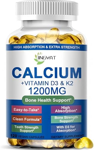 Suplementos de Calcio para Mujeres - Calcio 1200 mg con Vitamina D3 y K2 - Alta Absorción, Extra Fuerte, Citrato de Calcio para Salud Ósea, Fuerza y - imagen 1