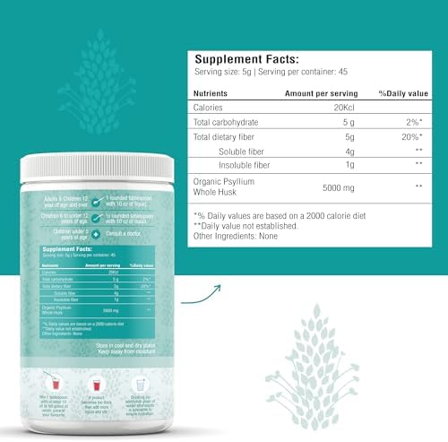 Polvo de Cáscara de Psyllium Orgánico THE HOLLY TREE 8 oz - Isabgol de India - Fibra de Psyllium para Salud Digestiva - Sin Gluten, USDA Orgánico, - imagen 2