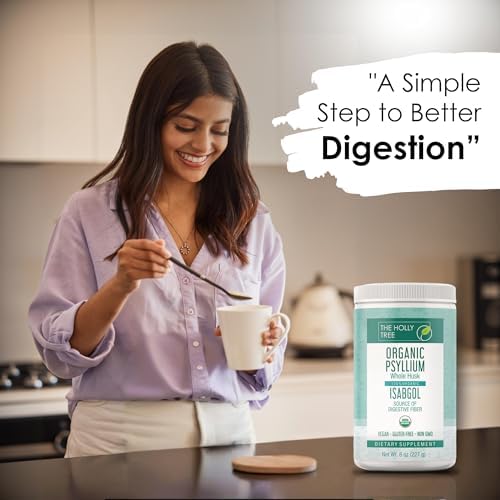Polvo de Cáscara de Psyllium Orgánico THE HOLLY TREE 8 oz - Isabgol de India - Fibra de Psyllium para Salud Digestiva - Sin Gluten, USDA Orgánico, - imagen 6
