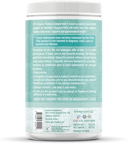 Polvo de Cáscara de Psyllium Orgánico THE HOLLY TREE 8 oz - Isabgol de India - Fibra de Psyllium para Salud Digestiva - Sin Gluten, USDA Orgánico, - imagen 7
