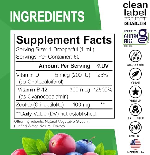 Gotas Líquidas de Detox Zeolite para Niños - Clinoptilolita Avanzada con Vitaminas B12 y D - Suplemento de Limpieza Suave para el Cuerpo 2oz - imagen 4