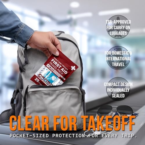 Paquete de Vendajes de Viaje EVERLIT CARE | 12 Paquetes Individuales, Kit de ros Auxilios Portátil con 20 Esenciales | Bolsa Compacta y Reutilizable - imagen 6