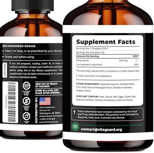 Gotas Líquidas de Glicinato de Magnesio 500mg – Suplemento Vegano Sin Azúcar, 60 mL Sabor Piña - imagen 3