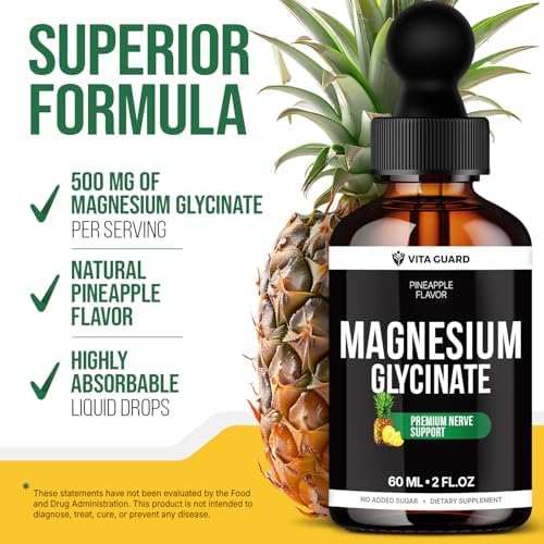 Gotas Líquidas de Glicinato de Magnesio 500mg – Suplemento Vegano Sin Azúcar, 60 mL Sabor Piña - imagen 4